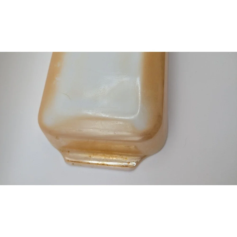 Vtg 1.5qt 432 Fire-King‎ Peach Luster Milk Glass Rectangular Baking Dish Anchor